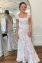 Ivory Lace Appliques Tulle Long Bridal Dress, Elegant Sheath Beach Wedding Dress CHW0171