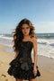 Black Sequins Short Prom Dress, Homecoming Dress CHH0193