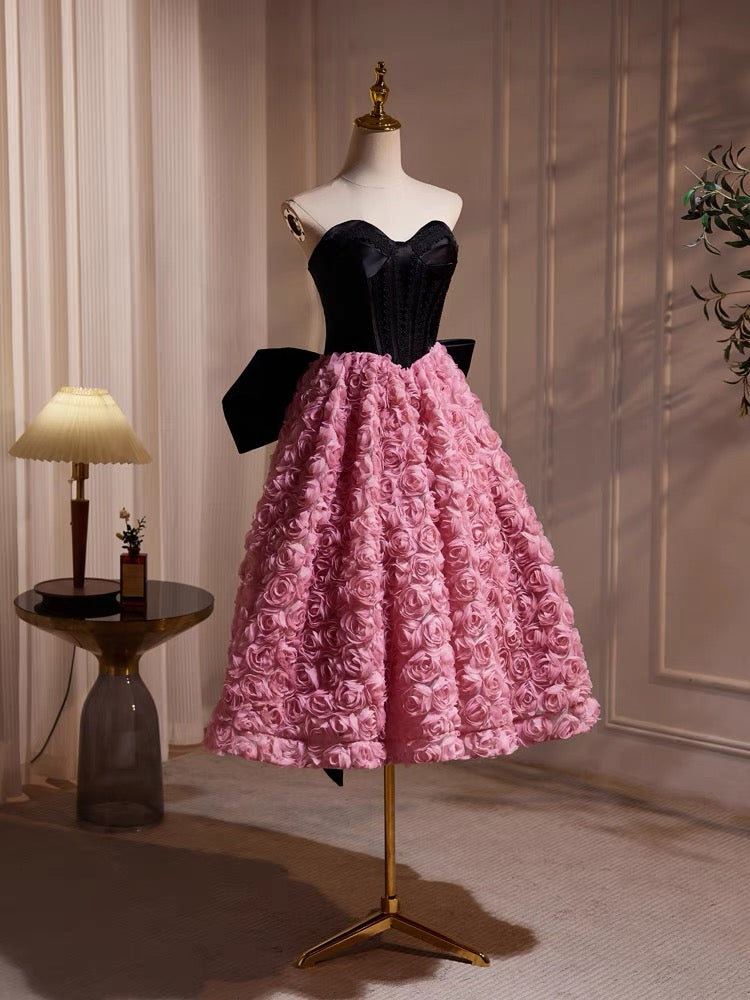 Short Strapless A-Line Homecoming Dress With Bowknot, Cute Party Dress chh0165