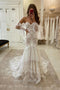 Charming Mermaid Lace Detachable Sleeve Bridal Dresses, Wedding Dress CHW0164