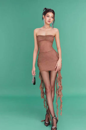 Strapless Prom Dress, Homecoming Dress With Beading CHP0444