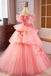 Pink Spaghetti Strap Tulle Long Prom Dress, Beautiful A-Line Formal Sweet 16 Dress CHP0317