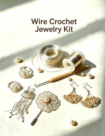 Wire Crochet Jewelry Making Kit with Tutorial Video, Learn 9 Styles, All‑in‑One DIY Jewelry Craft Set for Beginners CHJ1004