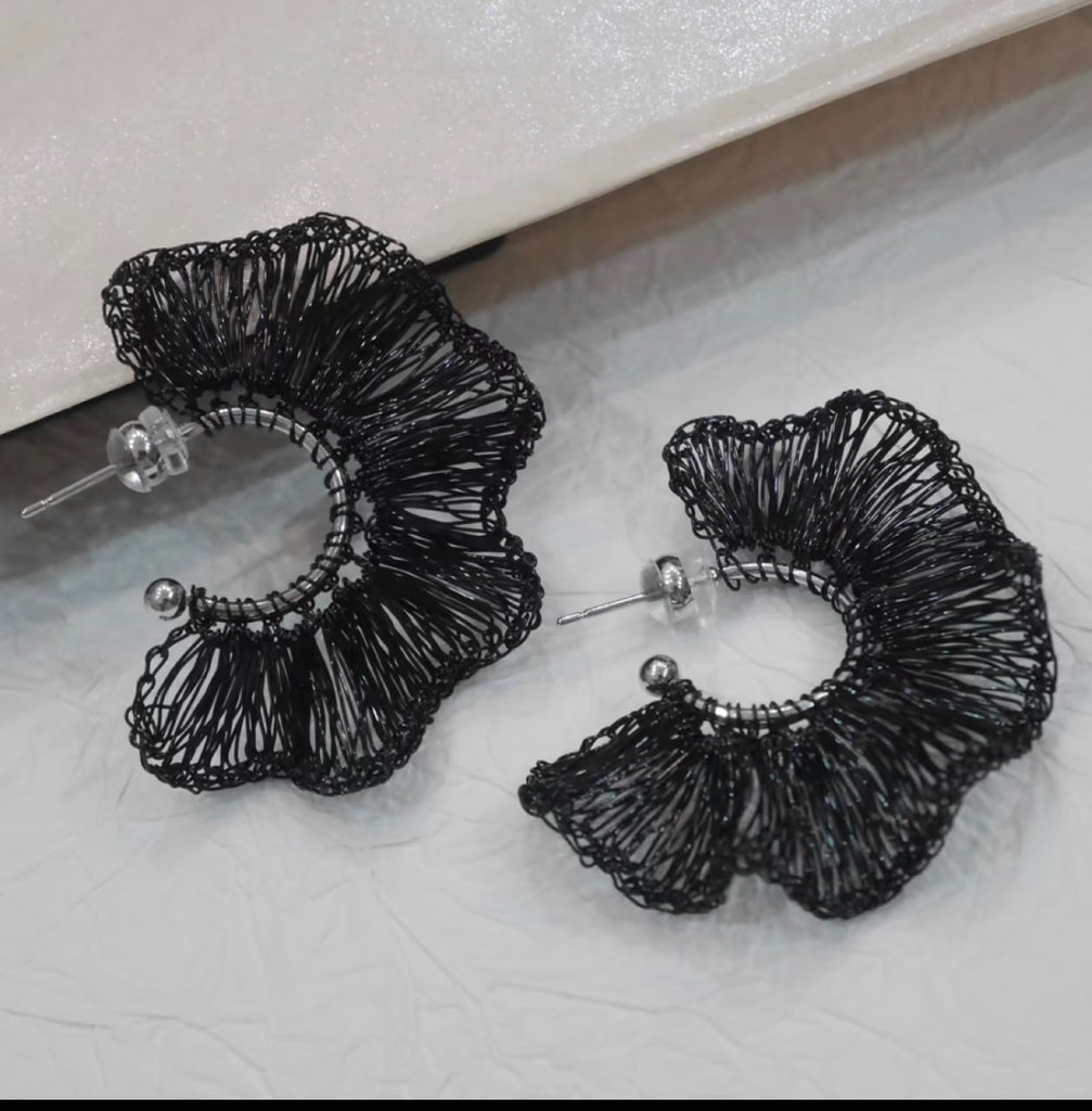 Handcrafted Wire Crochet Earrings – Gold & Silver Copper Hoops CHJ1001