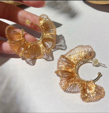 Handcrafted Wire Crochet Earrings – Gold & Silver Copper Hoops