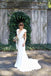Mermaid V-Neck Cap Sleeves Wedding Dress with Ruffles, Bride Dress CHW0192