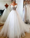 Charming A-Line V Neck Tulle Bridal Dresses, Wedding Dress With Applique CHW0165