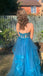 A-line Spaghetti Straps V Neck Tulle Lace Long Prom Dress, Formal Dress CHP0289