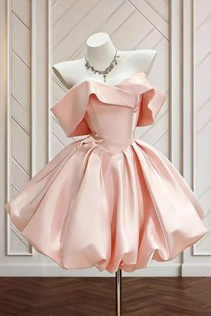 Shiny A-Line Off-Shoulder Short Sweeet 16 Homecoming Dress Party Gown CHH0200