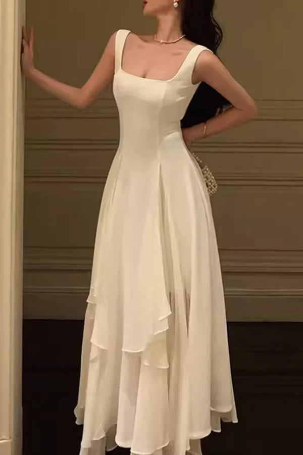 A Line Square Neck Prom Dress, Ankle Length Elegant Evening Gown CHP0264