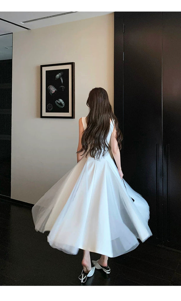 A Line Square Neck Prom Dress, Ankle Length Elegant Evening Gown CHP0461