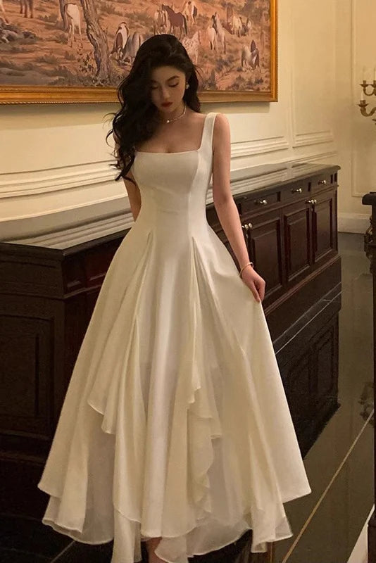A Line Square Neck Prom Dress, Ankle Length Elegant Evening Gown CHP03 cherishgirls A Line Square Neck Prom Dress, Ankle Length Elegant Evening Gown CHP03 cherishgirls