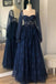 Gorgeous A line Lace Long Sleeves Prom Dresses, Formal Evening Dresses CHP0276