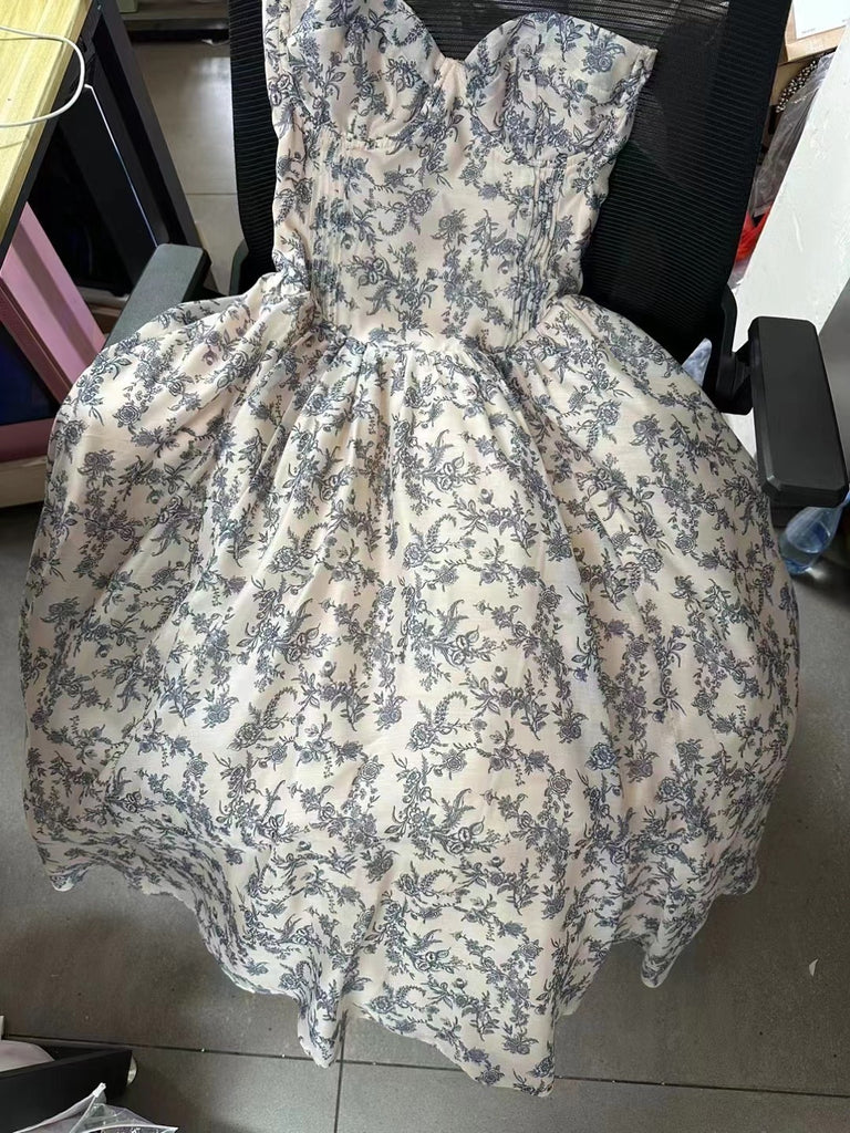 Strapless Prom Dress, Homecoming Dress With Floral CHP0445
