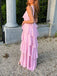 Halter Pink Chiffon Floor Length Prom Dress With Layers ,Formal Gown CHP0338