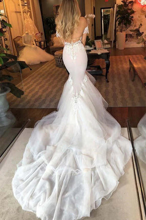Tulle Mermaid Sweetheart Lace Appliques Wedding Dresses, Bridal Gown CHW0193