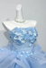 Strapless Light Blue Ruffled 3D Floral Short Homecoming Dress CHH0197