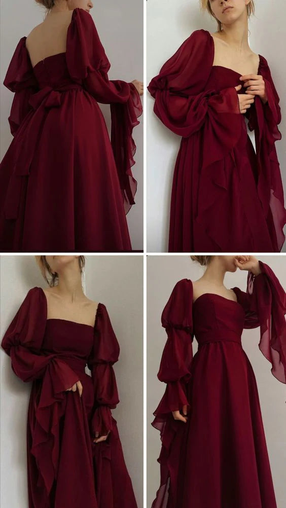 Elegant Long Prom Dress, Long Evening Gowns With Ruffles CHP0442