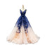 Gradient Blue V-neck Ball Gown Prom Dress, Princess Quinceanera Dresses CHP0286