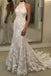 Charming Halter Sleeveless Mermaid Wedding Dress, Backless Lace Bridal Gown CHW0179