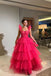 A-Line Pink Tulle Long Prom Dress With Layers, Long Evening Dress CHP0243
