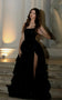 Black A Line Ruffle Sequin Prom Dresses, Evening Gown CHP0463