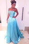 Blue Strapless Prom Dresses Elegant Satin Long Evening Dresses, Formal Dresses CHP0302