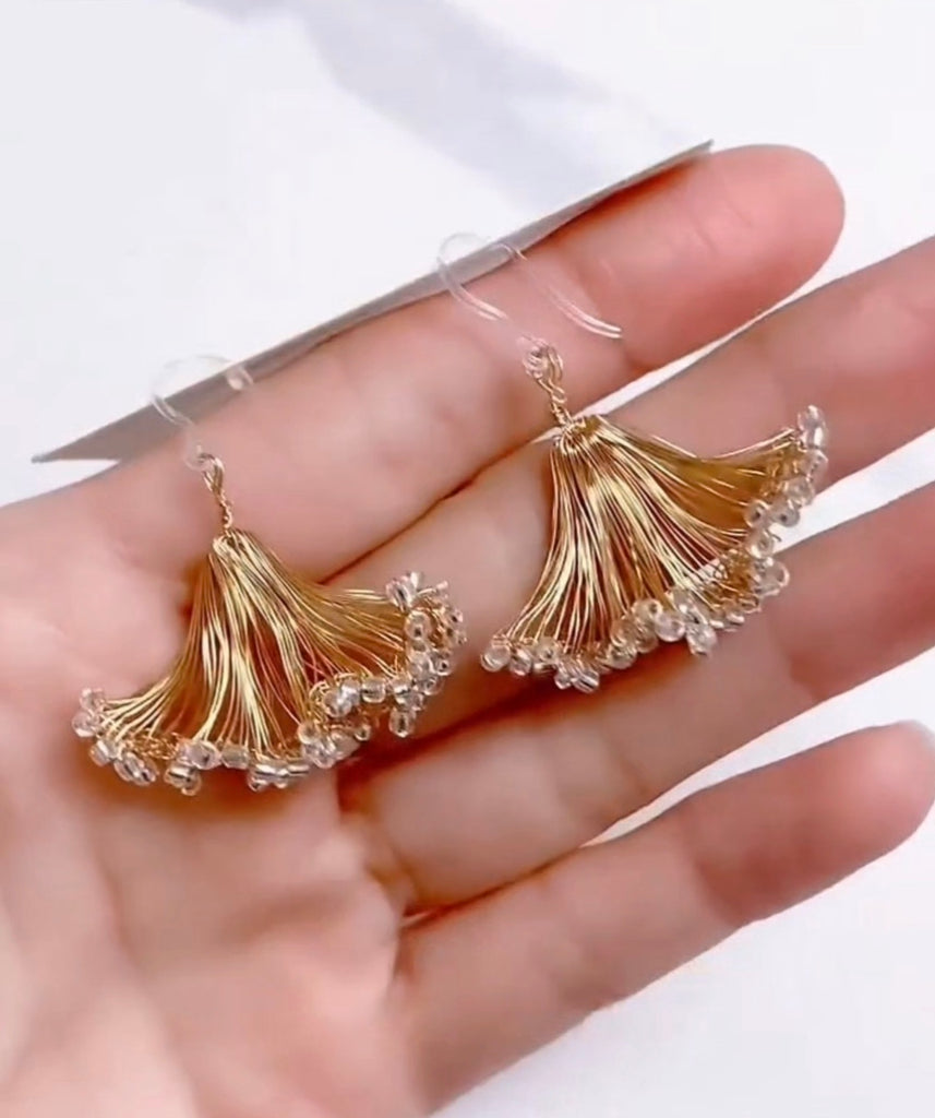 Handmade Wire Wrapped Ginkgo Leaf Earring (Tutorial + Material Kit), DIY Jewelry Kit CHJ1018