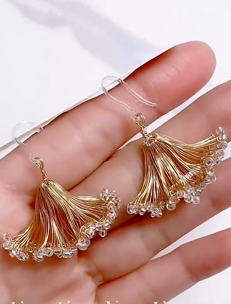 Handmade Wire Wrapped Ginkgo Leaf Earring (Tutorial + Material Kit), DIY Jewelry Kit CHJ1018