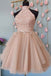 Halter Open Back Short Lace Prom Dress, Formal Graduation Dress, Sweet 16 Dresses chh0177