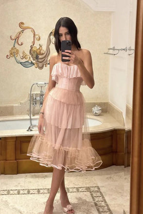 Pink Evening Dress Sleeveless Prom Gown Birthday Party Dresses Cocktail Dresses CHP0402