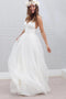Simple V-neck Spaghetti Straps Wedding Dress With Ruched Sash CHW0204
