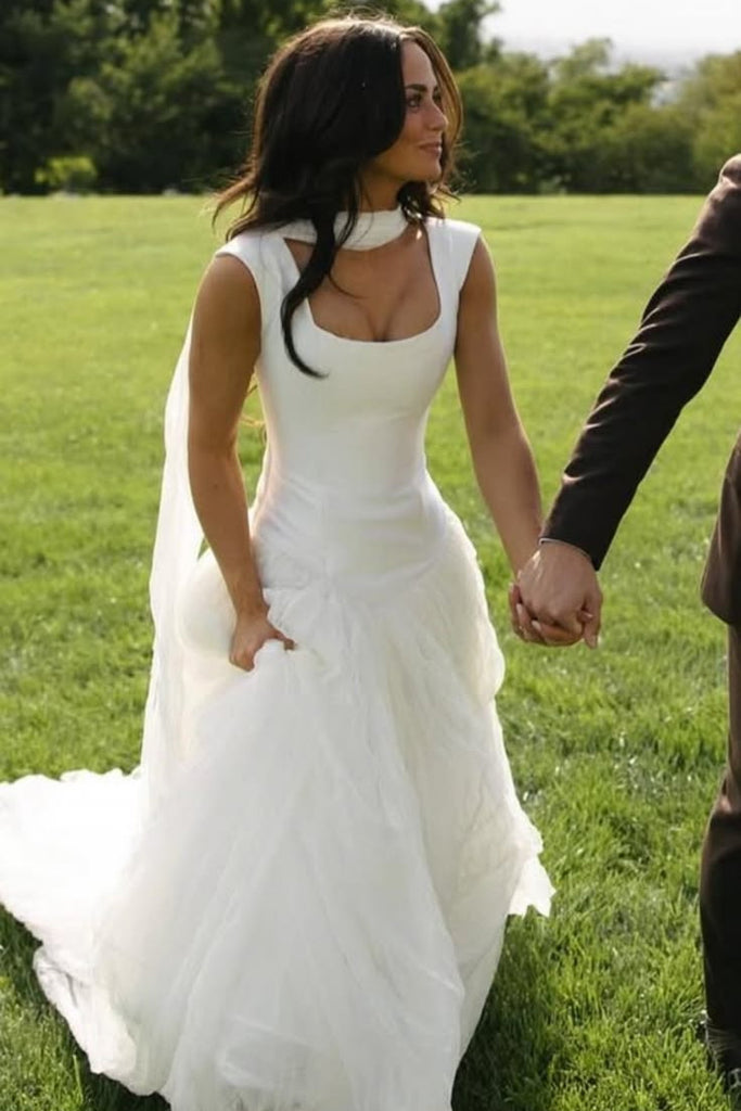 Simple Wedding Dresses Tulle Beach Wedding Bridal Gown CHW0209