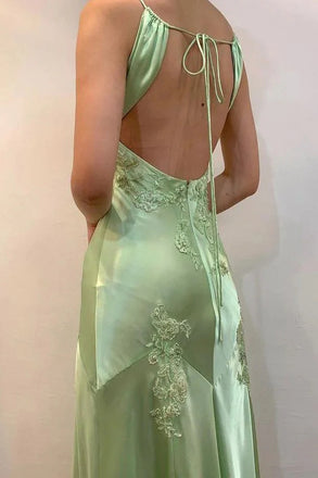 Unique Green Spaghetti Straps Long Prom Dress, Long Evening Gowns CHP0441
