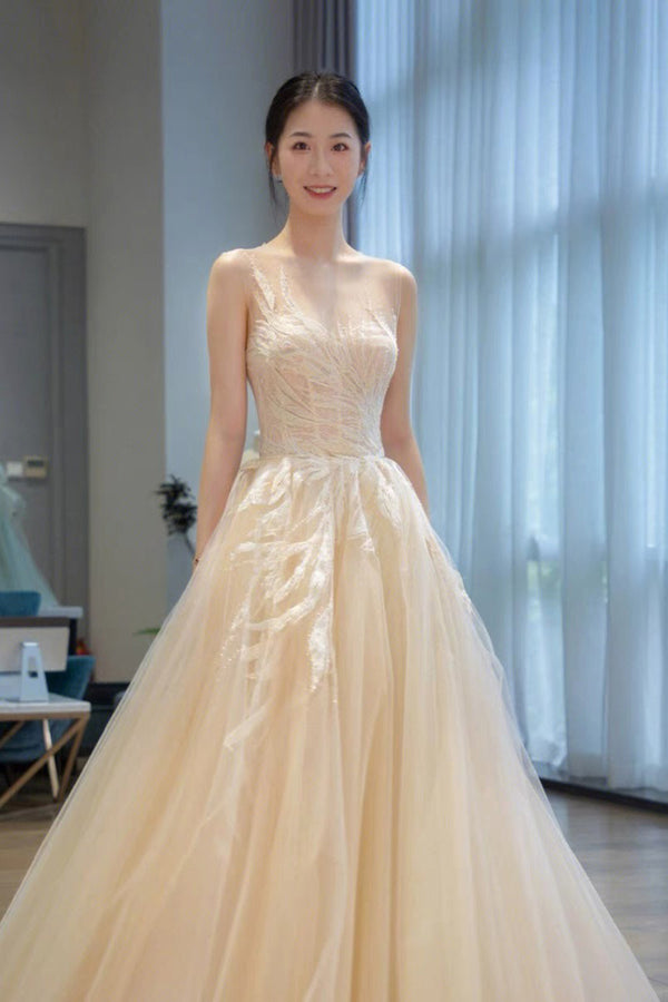 Elegant Sheer Neck A-Line Long Party Prom Dresses,Evening Dress CHP036 cherishgirls Elegant Sheer Neck A-Line Long Party Prom Dresses,Evening Dress CHP036 cherishgirls