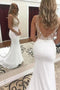 Elegant Mermaid Deep V-Neck Wedding Dresses With Lace Appliques, Bridal CHW0187