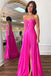 Hot Pink Strapless Keyhole Pleated A-Line Prom Formal Dress, Evening Gown CHP0308