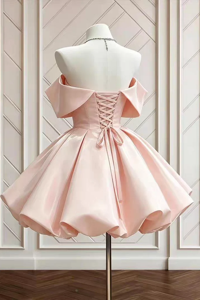 Shiny A-Line Off-Shoulder Short Sweeet 16 Homecoming Dress Party Gown CHH0200