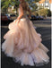 Strapless Pink Tulle A-Line Prom Dresses, Party Dress CHP0424