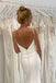 Spaghetti Straps V-Neck Pleats Simple Mermaid Satin Wedding Dress CHW0169