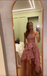 Shiny Strapless High Low Rose Gold Prom Party Dress With Bowknot CHP0434