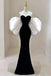 Black Sweetheart Mermaid Velvet Prom Dress With Removable Sleeves CHP0329