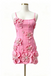 Hot Pink Spaghetti Straps Short Prom Dress with 3D Flowers CHH0199