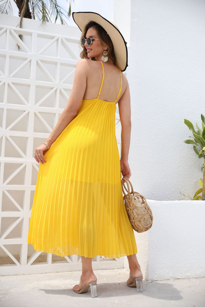 Simple Yellow Halter Column Prom Dress, Formal Evening Dresses CHP0235