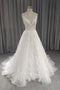 A Line Spaghetti Straps Wedding Dress With Applique, Simple V Neck Bridal Gown CHW0177