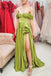 Simple Clover A-Line Satin Off the Shoulder Evening Dresses Long Prom Dresses CHP0263