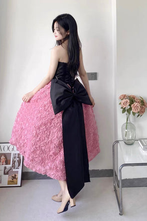 Short Strapless A-Line Homecoming Dress With Bowknot, Cute Party Dress chh0165