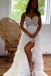 Spaghetti Straps Ivory Layered Tulle Prom Dress With Slit, Beach Wedding Dress With Lace Appliques CHW0174