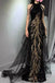 Black Sleeveless Sequined Long Prom Dress With Ruffles, Mermaid Party Gown CHP0344