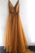 Spaghetti Straps A Line V Neck Formal Long Prom Dress, Evening Dresses CHP0249